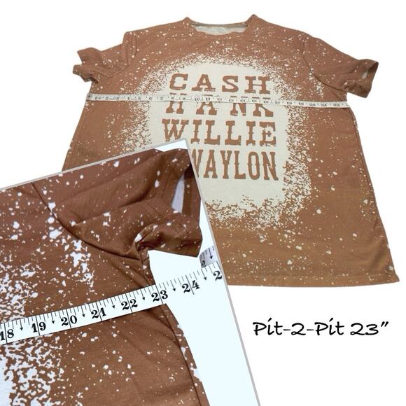 Graphic T-Shirt Band Tee Women XL Cash Hank Willie Waylon Paint Splatter AOP Y2K - Picture 3 of 7